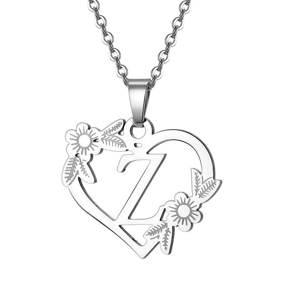 Women's Metal Alloy Necklace With Heart Flower Cut Out And Letters Pattern Electroplated O Word Chain