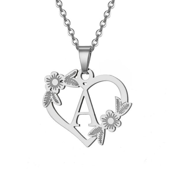 Women's Metal Alloy Necklace With Heart Flower Cut Out And Letters Pattern Electroplated O Word Chain