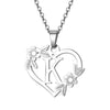 Women's Metal Alloy Necklace With Heart Flower Cut Out And Letters Pattern Electroplated O Word Chain