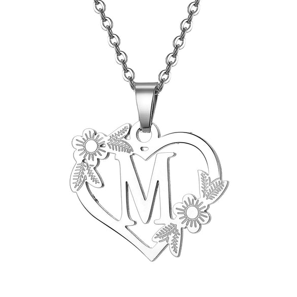 Women's Metal Alloy Necklace With Heart Flower Cut Out And Letters Pattern Electroplated O Word Chain