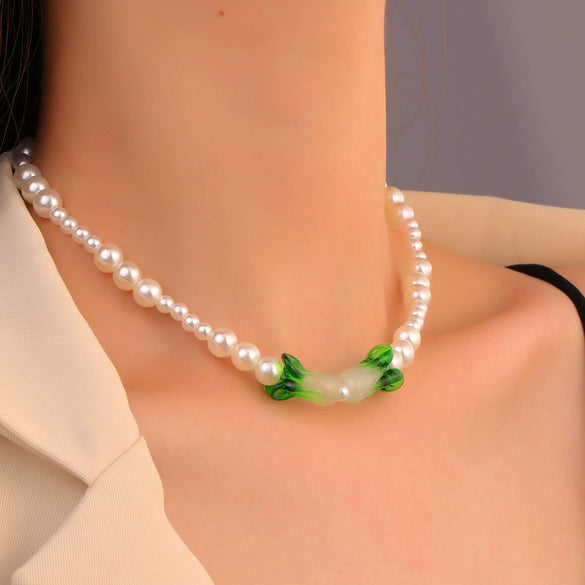 Women's Metal Alloy Pearl Necklace Punk Hiphop Creative Lock Heart Geometric Electroplated Thick Chain Clavicle Chain Sweater Chain