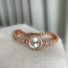 Women's Metal Alloy Round Dial Diamond Bracelet Watch Fashionable Style