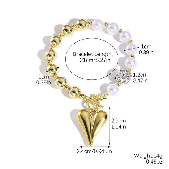 Women's Metal And Porcelain Heart Shape Love Pendant Clavicle Chain Necklace With Electroplating