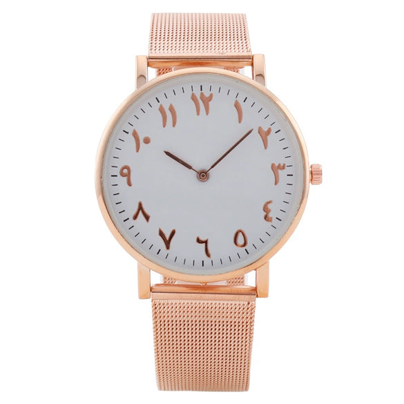 Women's Metal And Stainless Steel Mesh Strap Round Dial Fashion Quartz Watch