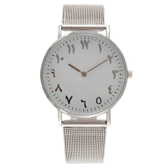 Women's Metal And Stainless Steel Mesh Strap Round Dial Fashion Quartz Watch