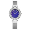 Women's Metal And Stainless Steel Milan Belt Mesh Belt Diamondencrusted Round Dial Watch With Horseshoe Buckle
