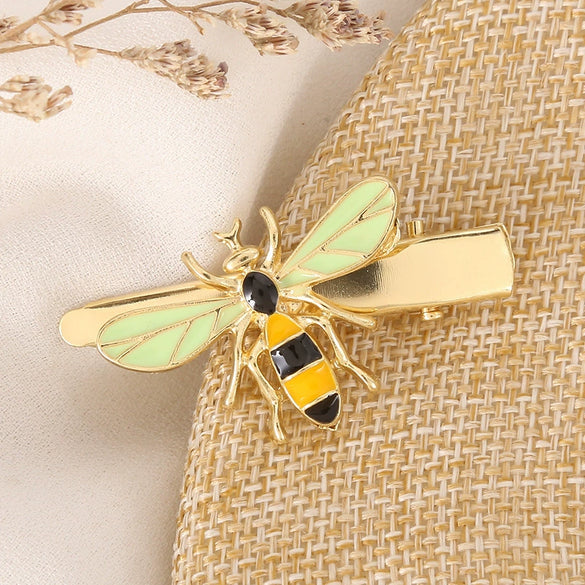 Women's Metal Bee Hairpin Side Clip With Dripping Oil Finish Animal Design Bangs Barrette And Delicate Hair Accessory