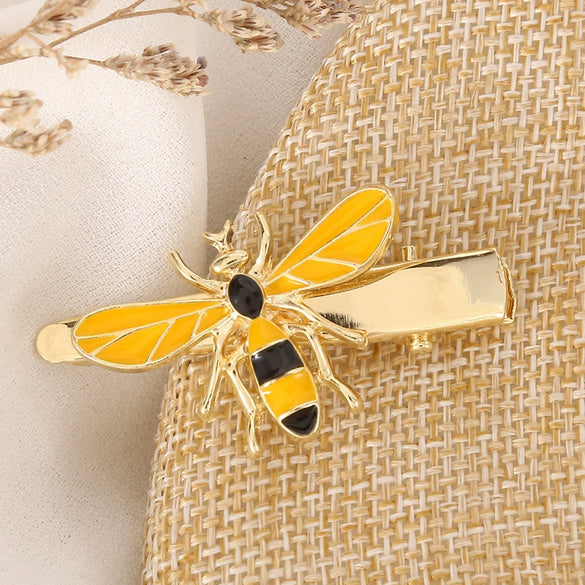 Women's Metal Bee Hairpin Side Clip With Dripping Oil Finish Animal Design Bangs Barrette And Delicate Hair Accessory