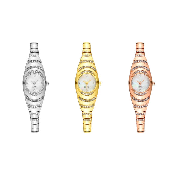 Women's Metal Bracelet Quartz Watch With Oval Dial And Leisure Style