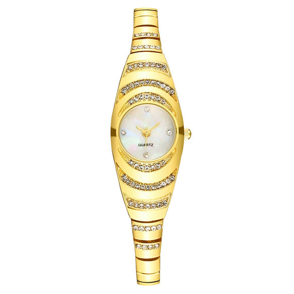 Women's Metal Bracelet Quartz Watch With Oval Dial And Leisure Style