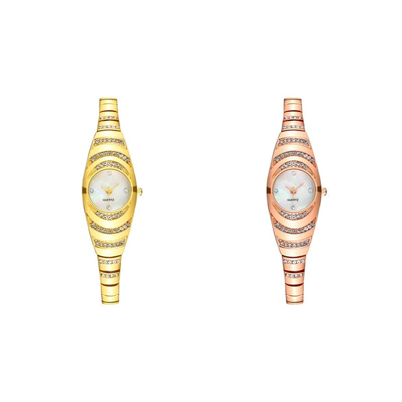 Women's Metal Bracelet Quartz Watch With Oval Dial And Leisure Style