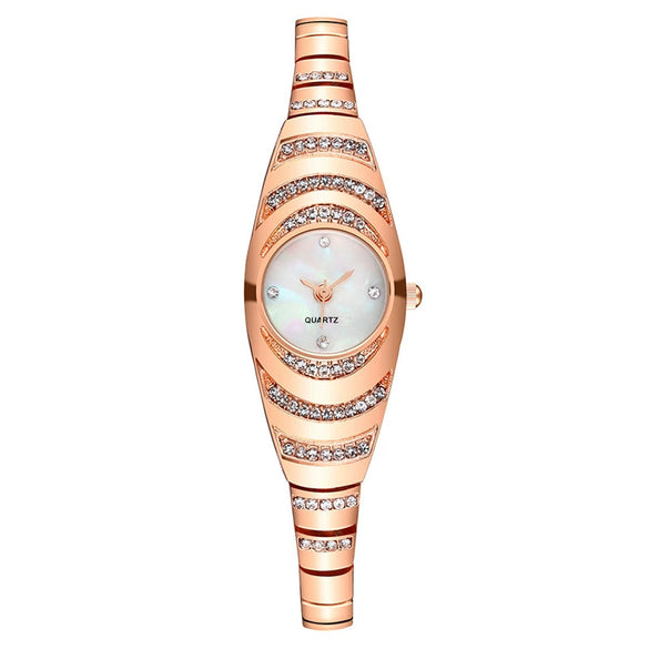 Women's Metal Bracelet Quartz Watch With Oval Dial And Leisure Style