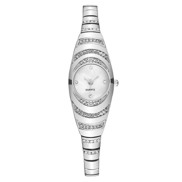 Women's Metal Bracelet Quartz Watch With Oval Dial And Leisure Style