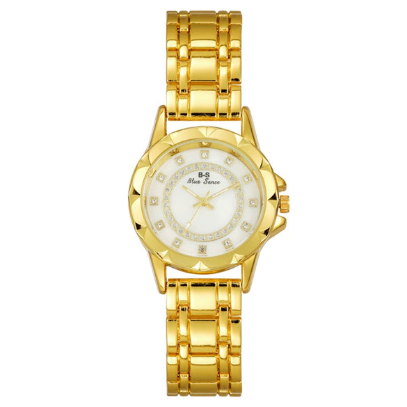 Women's Metal Bracelet Watch With Motherofpearl And Diamond Fashion Style Round Dial