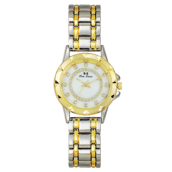 Women's Metal Bracelet Watch With Motherofpearl And Diamond Fashion Style Round Dial