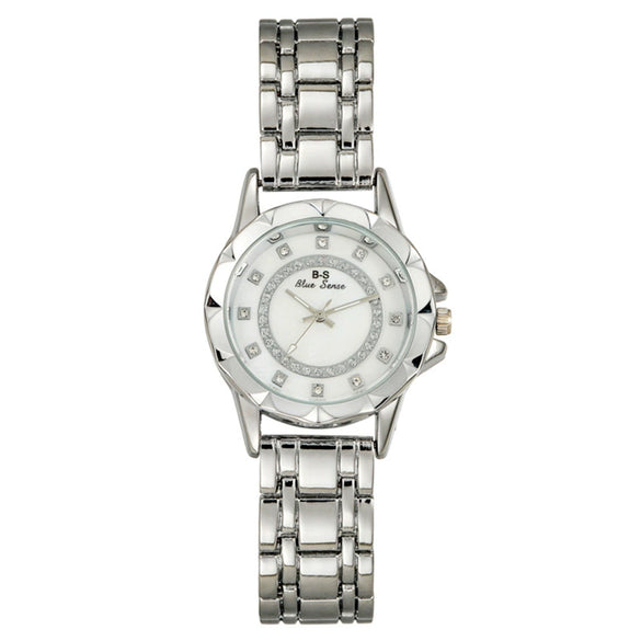 Women's Metal Bracelet Watch With Motherofpearl And Diamond Fashion Style Round Dial