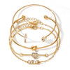 Women's Metal Bracelet With Diamond And Heart Shaped Design