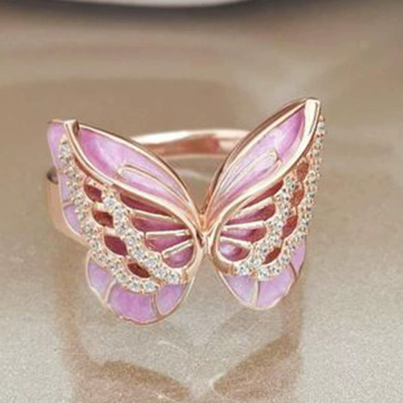 Women's Metal Butterfly Ring With Electroplated Animal Design Creative Fashion Jewelry
