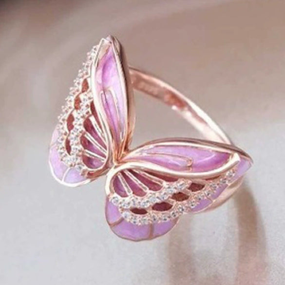 Women's Metal Butterfly Ring With Electroplated Animal Design Creative Fashion Jewelry