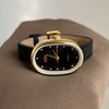Women's Metal Case Genuine Leather Strap Oval Quartz Watch With Simple Temperament And Light Luxury Design