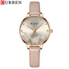 Women's Metal Case Imitation Leather Strap Round Dial Printed Rhinestone Casual Watch