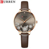 Women's Metal Case Imitation Leather Strap Round Dial Printed Rhinestone Casual Watch