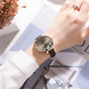 Women's Metal Case Imitation Leather Strap Round Dial Printed Rhinestone Casual Watch