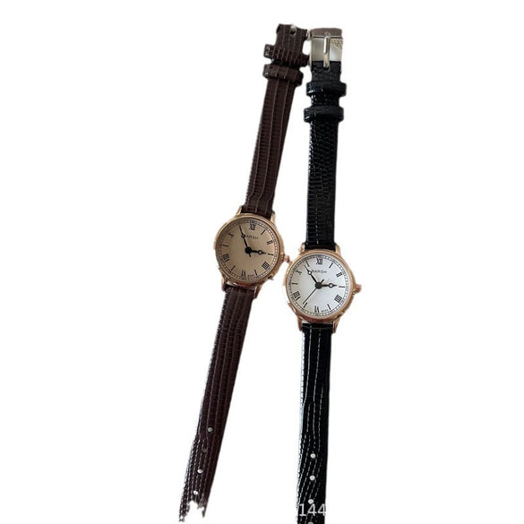 Women's Metal Case Imitation Leather Strap Round Dial Retro Fashion Watch