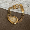 Women's Metal Case Quartz Watch With Snake Head Design And Tassel Chain Medieval Style
