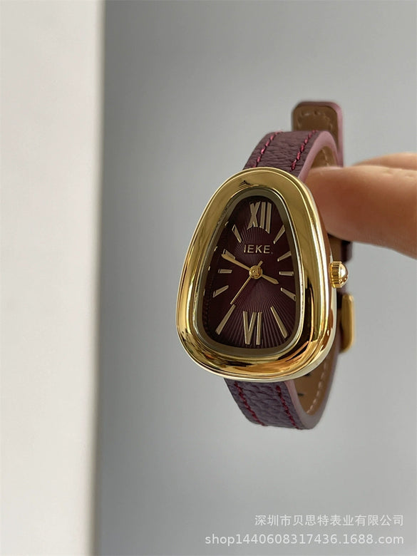 Women's Metal Case Square Dial Imitation Leather Strap Quartz Fashion Watch