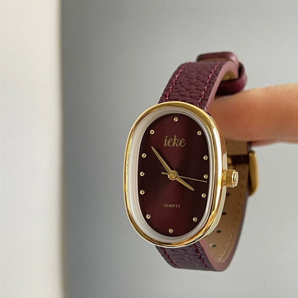 Women's Metal Case Square Dial Imitation Leather Strap Quartz Fashion Watch