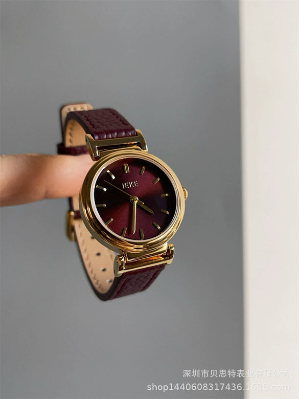Women's Metal Case Square Dial Imitation Leather Strap Quartz Fashion Watch