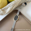 Women's Metal Chain And Stainless Steel Strap Watch With Oval Dial And Pointer Type Compact And Fashion Style