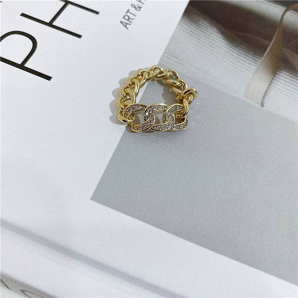 Women's Metal Chain Belt Buckle Ring Copper Geometric Electroplated