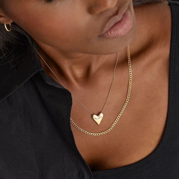 Women's Metal Copper And Titanium Steel Heartshaped Love Pendant Ochain Necklace Simple Ins Style