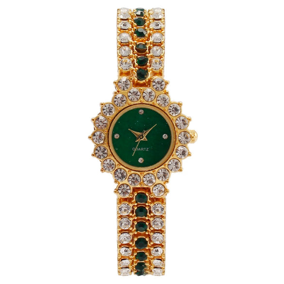 Women's Metal Copper Buckle Fashion Diamond Quartz Round Dial Watch
