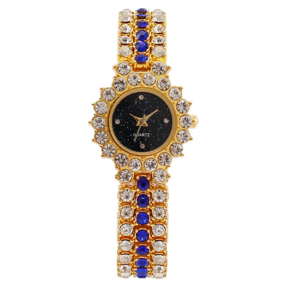 Women's Metal Copper Buckle Fashion Diamond Quartz Round Dial Watch