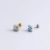 Women's Metal Double Head Screw Thin Rod Zircon Ear Nail With Flower Design And Electroplating
