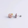 Women's Metal Double Head Screw Thin Rod Zircon Ear Nail With Flower Design And Electroplating