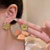 Women's Metal Electroplated Hollow Flower Stud Earrings