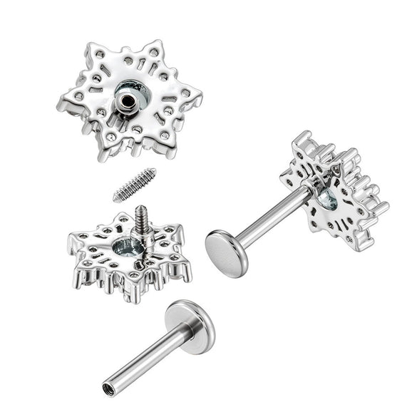 Women's Metal Electroplating Geometric External Tooth Screw To Internal Thread Ear Stud Conversion Flat Rod Ear Bone Stud