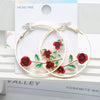 Women's Metal Fashion Large Round Exaggerated Earrings With Flower Pattern And Electroplating Design