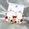 Women's Metal Fashion Large Round Exaggerated Earrings With Flower Pattern And Electroplating Design