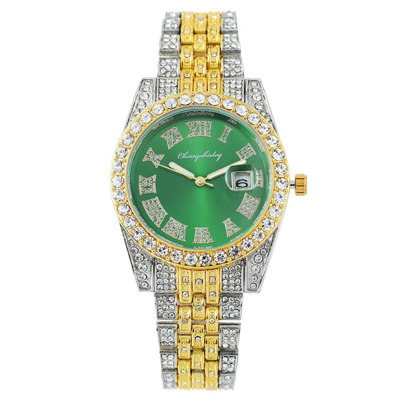 Women's Metal Fashion Watch With Roman Pattern And Round Dial