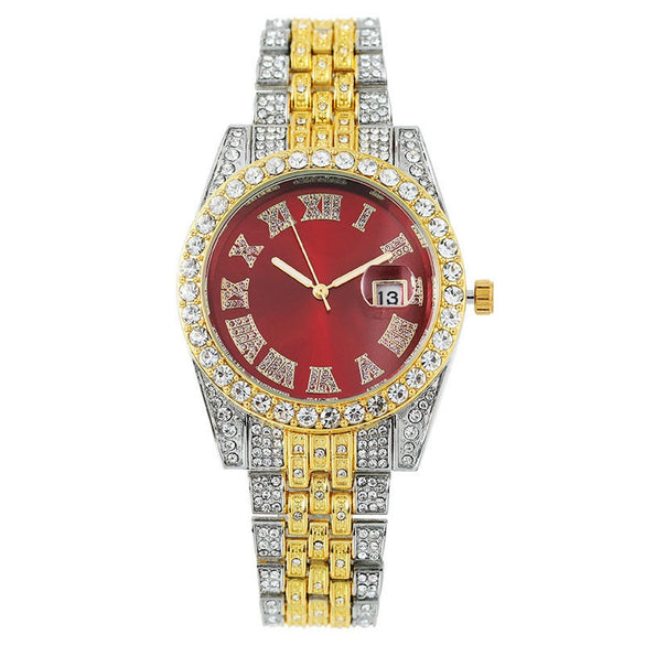 Women's Metal Fashion Watch With Roman Pattern And Round Dial