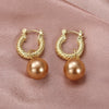 Women's Metal Faux Pearl Geometric Copper Earrings