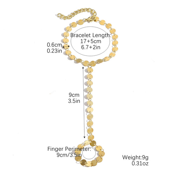 Women's Metal Finger Bracelet With Bow Drop Shape And Geometric Pattern Electroplated