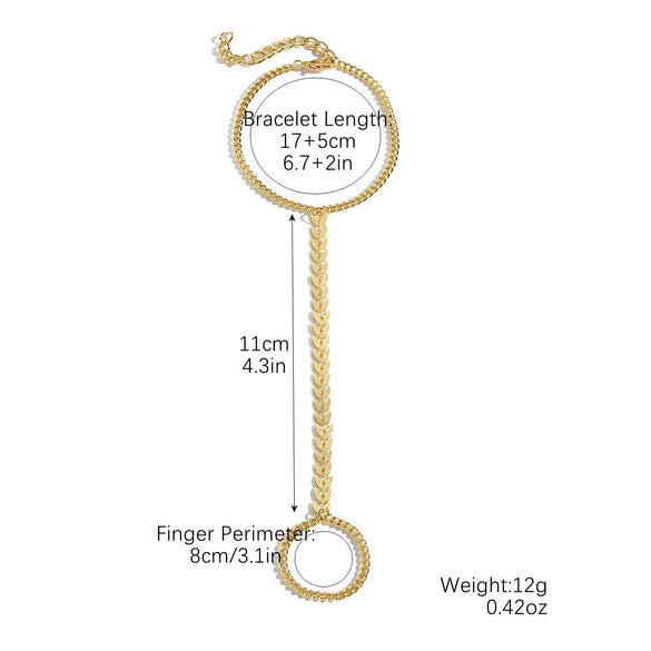 Women's Metal Finger Bracelet With Bow Drop Shape And Geometric Pattern Electroplated