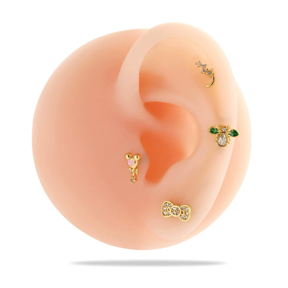Women's Metal Fivepointed Star Bow Heart Electroplated Earrings