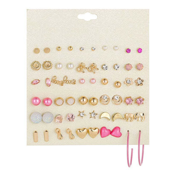 Women's Metal Floret Microinlay Alloy Earrings Set
